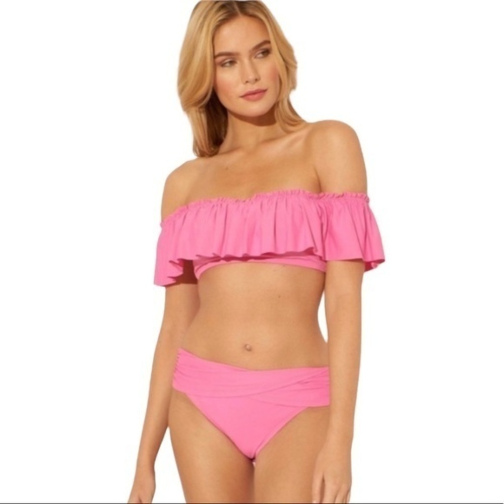 Bleu Rod Beattie Off Shoulder Ruffle Bikini Set